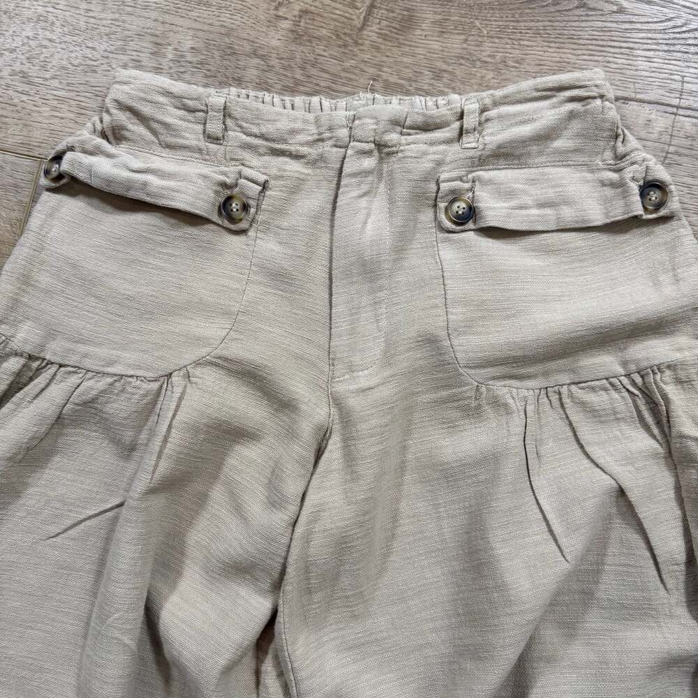 Bohme Tan Linen Blend Wide Leg Culotte Pants Womens Small Boho Pockets - Picture 10 of 11